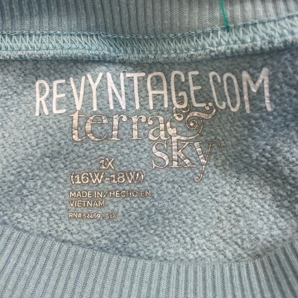 Hand Printed Upcycled Womens 1X Red Finch Bird PolyCotton Crew Neck Sweatshirt - Picture 4 of 4